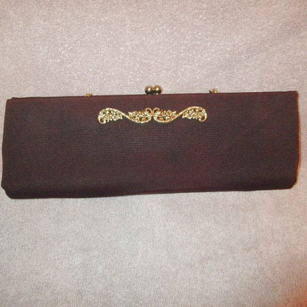Vtg Baguette Kisslock Purse Filigree Chain Strap Clutch Old Money Regency Opera